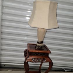 Vintage Lamp & Asian Table 