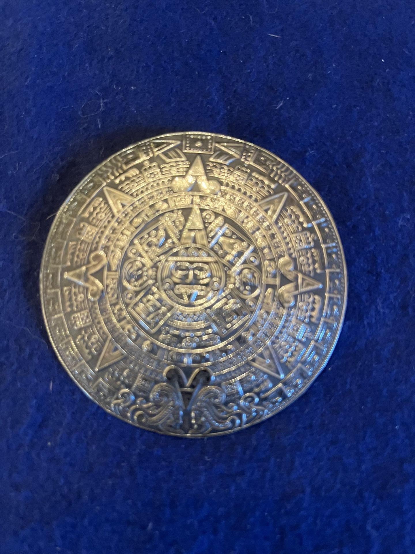 Vintage Large BERTHA HECHO EN MEXICO 925 Aztec Mayan Calendar Pin Brooch Pendant