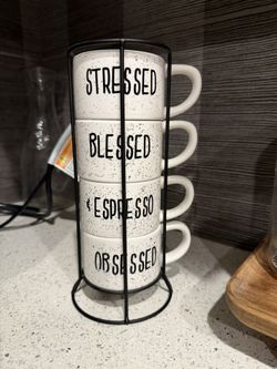 Set of 4 ceramic coffee cups