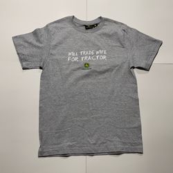 JOHN DEERE 'WILL TRADE WIFE FOR TRACTOR' SHORT SLEEVE T-SHIRT MENS MEDIUM GREY NEW WITH TAGS NWT LOGO GRAPHIC TEE