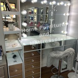 Luxury Vanity Set Hollywood Mirror LED Lights Makeup Table✨Brand New