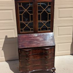 Vintage Maddox Antique Mahogany Secretary bookcase Desk w/Key and Secrets 
