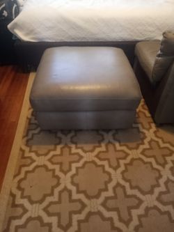 Leather Gray Sectional Corner Couch With Ottoman