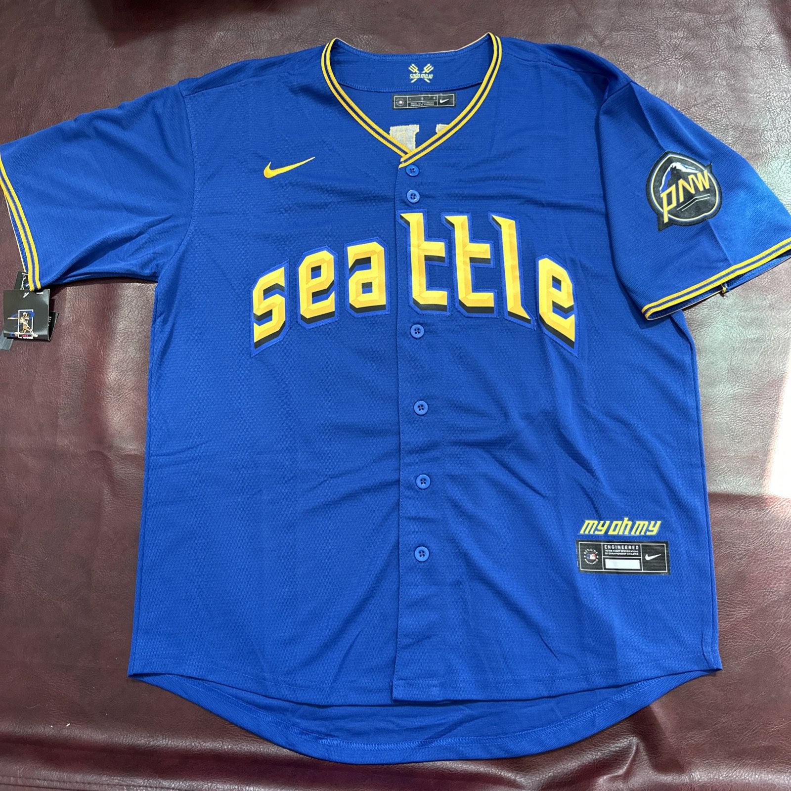 Cal Raleigh Jersey Seattle Mariners Playoffs Blue Large Mens Stitched