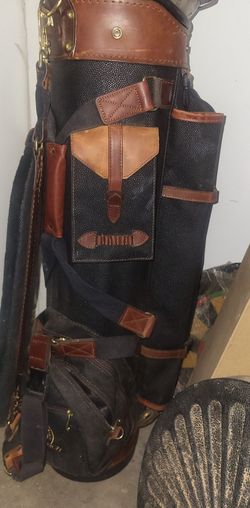 Vintage Leather Golf Bag Black and Brown