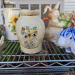 Spanish Floral Hand Painted Pottery Vase La Menora Talavera Espana