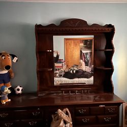 Cherry Stained Mirrored Shelf (does Not include Dresser)