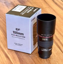 Canon EF 100mm f/2.8 Macro IS USM lens plus 2 filters
