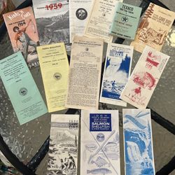 14 Vintage 1954 Thru 1968 Various Hunting And Fishing Regulations And Tide Tables