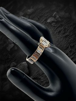 Gold Diamond Asscher Cut Engagement Ring
