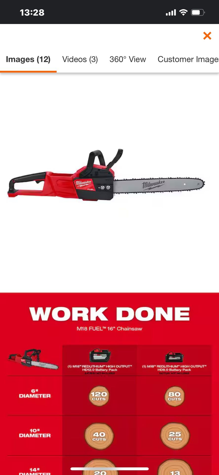 Chainsaw Milwaukee , + Spare chain and oil