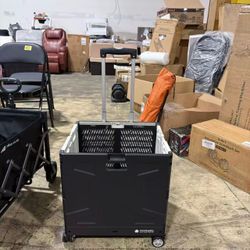 CleverMade Collapsible Rolling Crate with Lid, 35L, 4-Wheel, Cool Gray