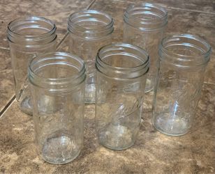 6 vintage glass Ball wide mouth tall 24oz pint and a half jars