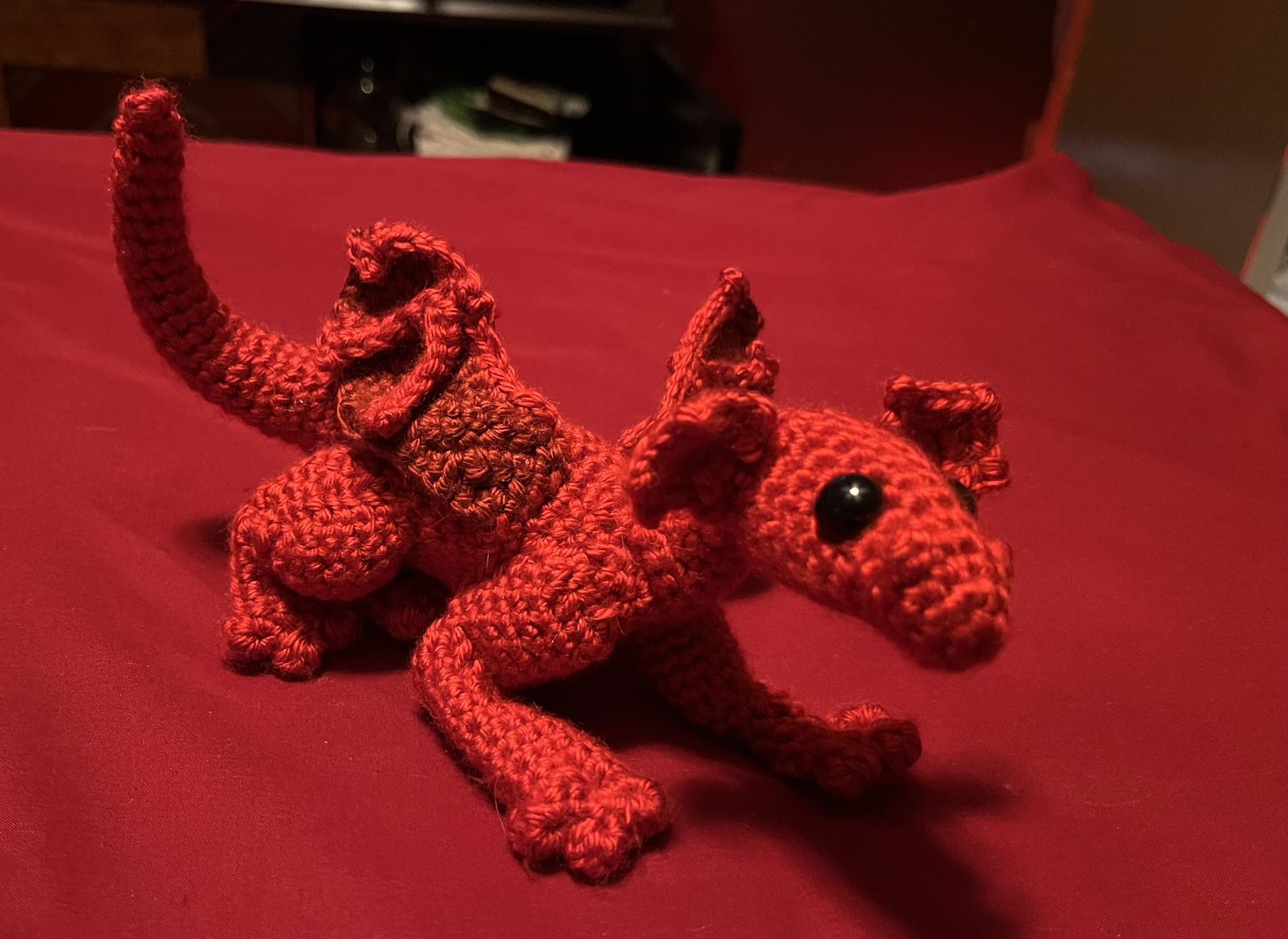 Crocheted Red Dragon Plushy