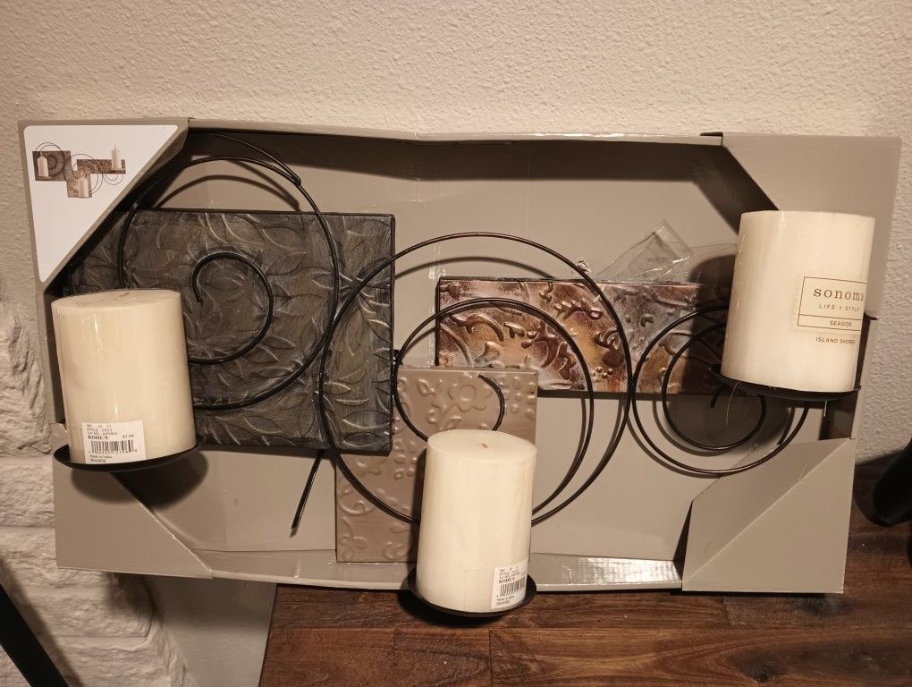 Metal Abstract Wall Art Candle Holder