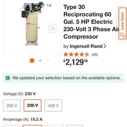 Great Commercial Ingersoll Rand  Shop Compressor 