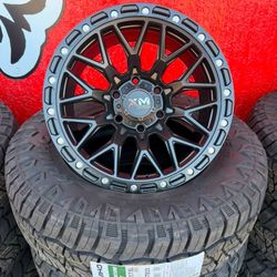 17x9 XM704 Semi Matte Black (Flow Form) 6x139 Rims and Tires 265/70/17 Kumho RT