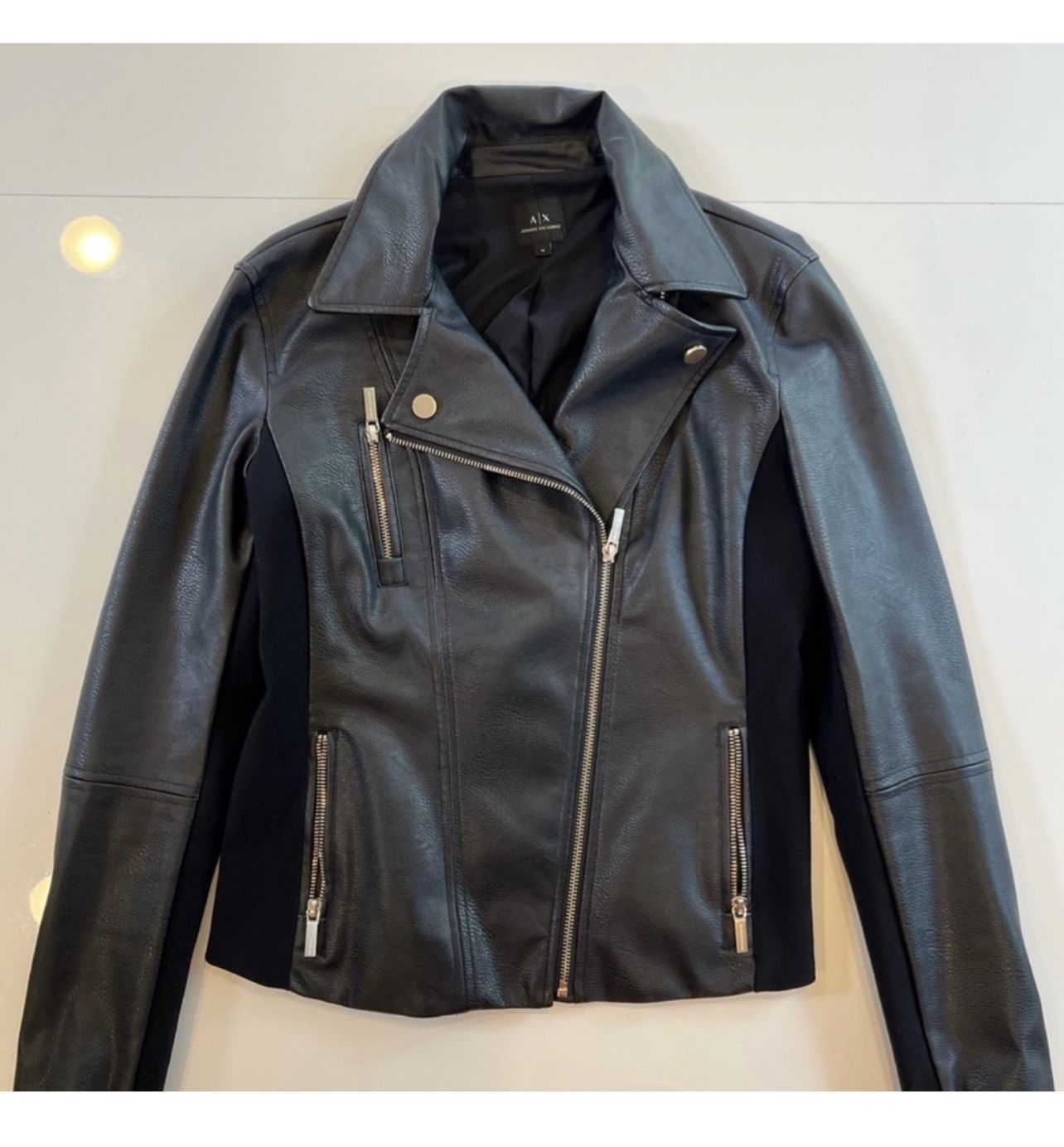 Armani Exchange Authentic Women's Black Leather Jacket size medium