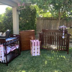 Chocolate Brown Crib,  Changing Table, Dresser