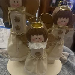 Angle wood candle holder