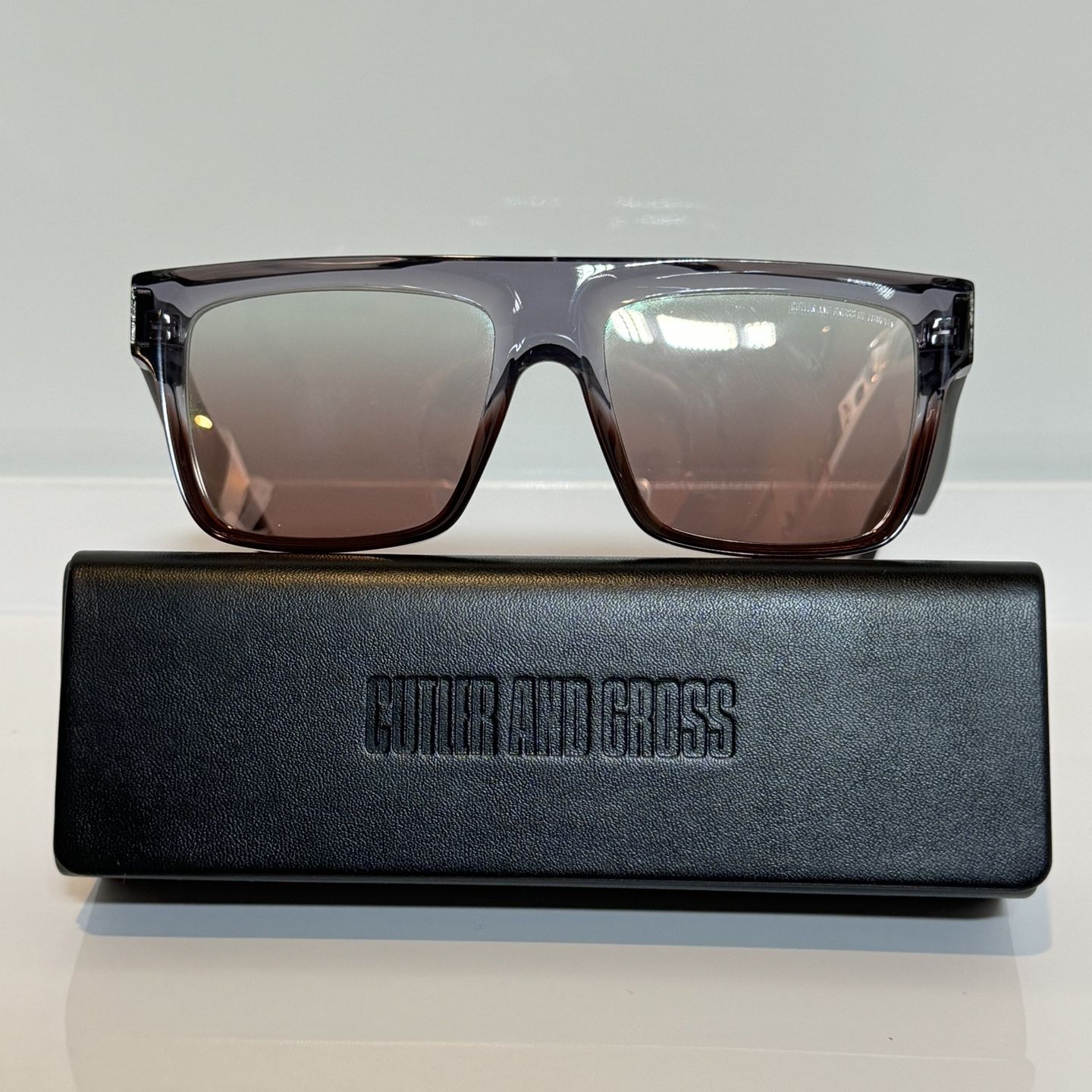 New Cutler & Gross 1341S Crystal Grey Bold Acetate Unisex Sunglasses 