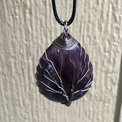 Amethyst Teardrop Natural Stone -New 18 Inch Necklace 