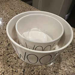 Rae Dunn Dog 🐶 Bowl large And Medium Size Set