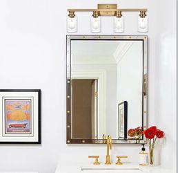 Brand New 4-Light Modern Gold Bathroom Vanity Light Fixture