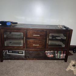 Cherry Wood/Glass Entertainment Center 