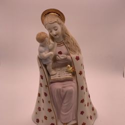 Lefton China Porcelain Flower Madonna And Child