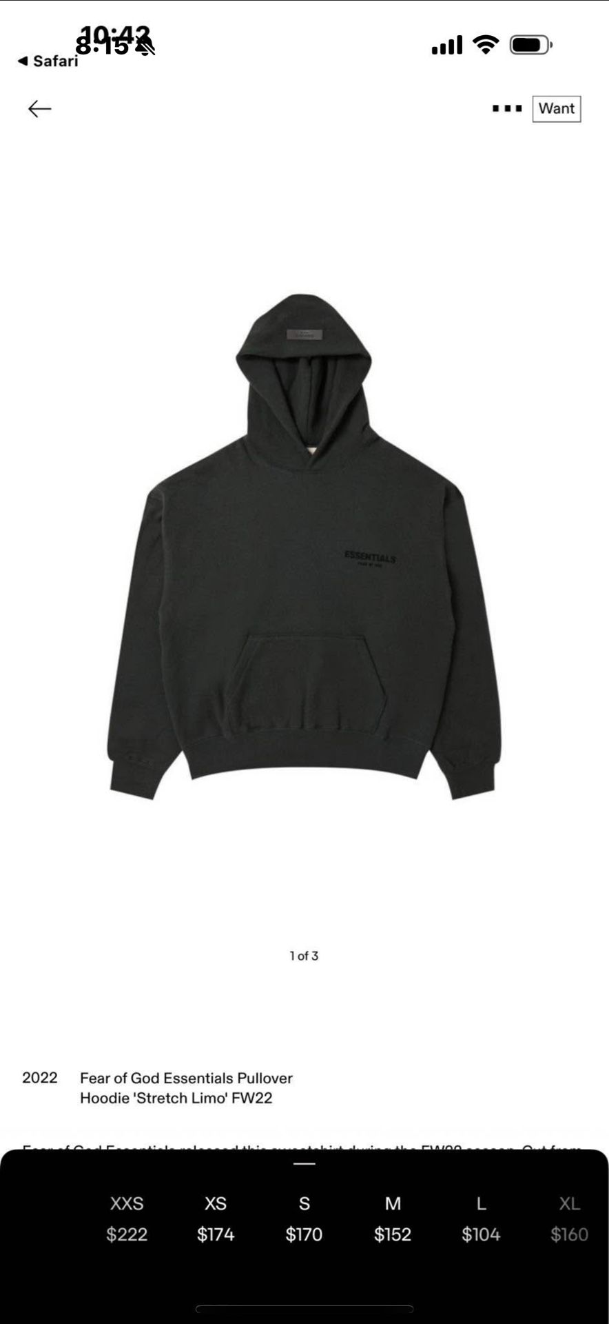 Essentials Black Faded Hoodie