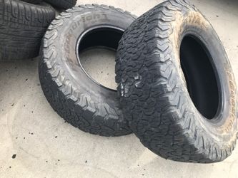 I have two tires in good condition they have about 6050% of 285 7017