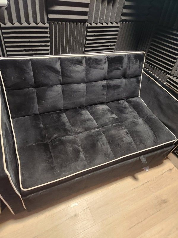 Charcoal Grey Plush Futon/pullout Hide Away Bed With Matress Like New 