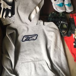 Gray And Blue Reebok Hoodie