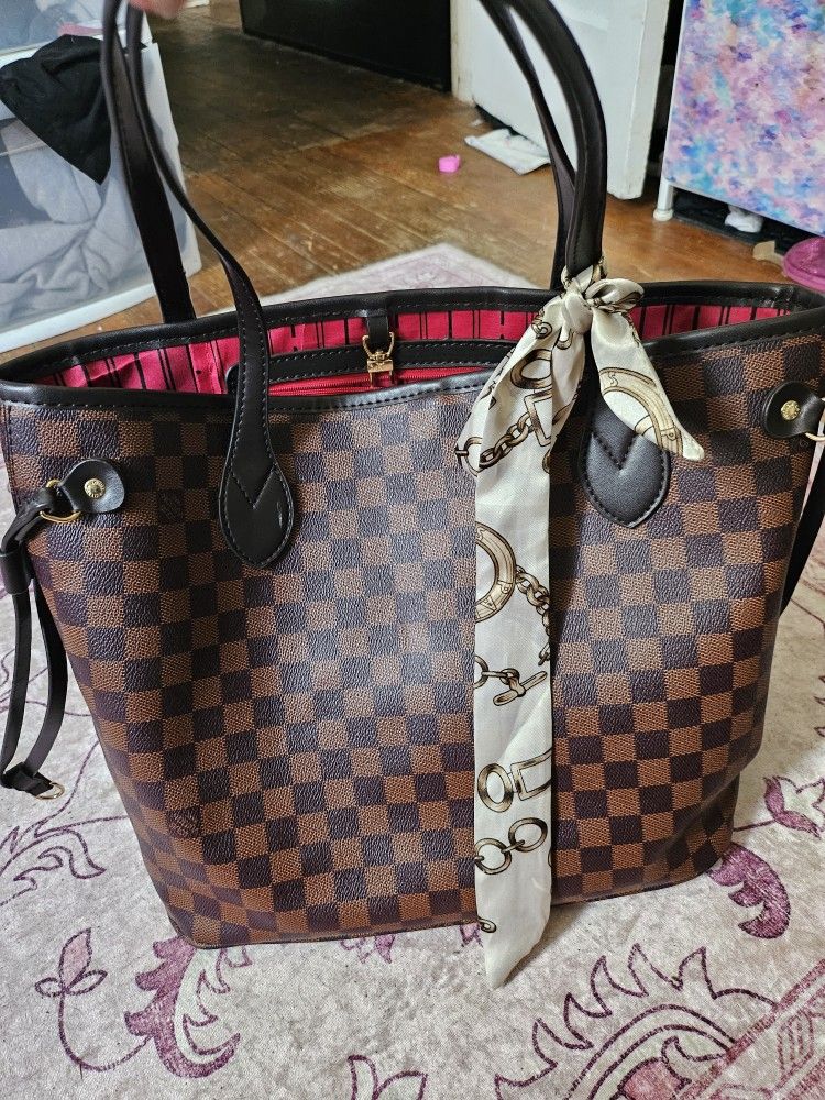 Brown Checkered Tote
