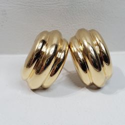  14k Yellow Gold 3 Bar Curved Earrings 