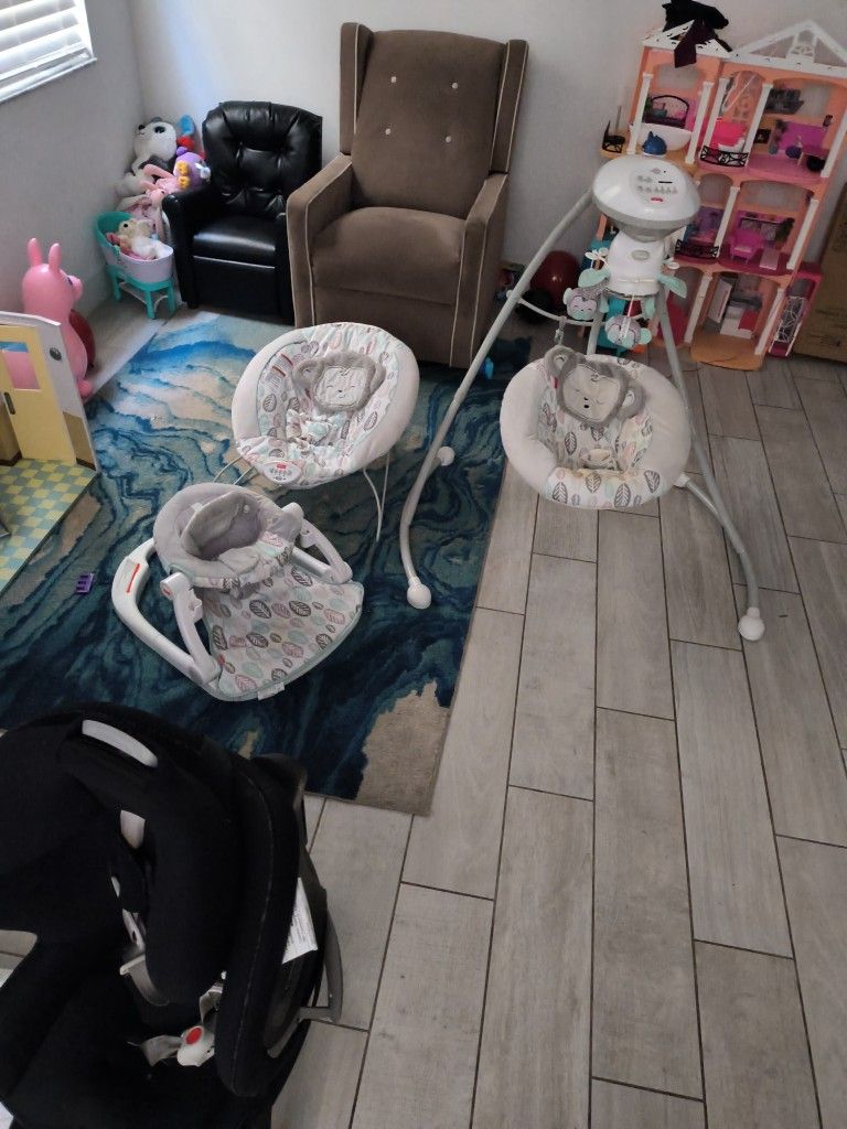 Baby Swing Set With Floor Seat And Vibrating Chair