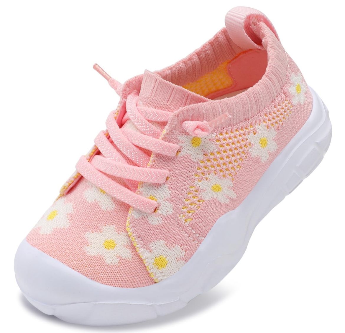 Brand New Toddler Sneakers Wide Toe Box Walking Shoes Size 7 Pink Daisy