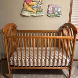 Baby Crib And Mattress  And Dresser 