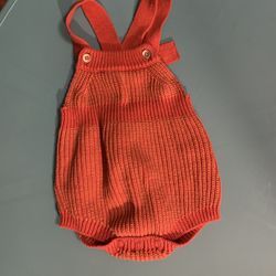 Knit baby girl overalls
