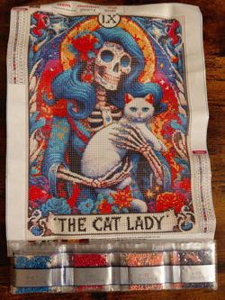 12x16 the cat lady diamond art kit