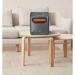 6 ELEMENT INFRARED HEATER 1500-Watt ELECTIC SPACE HEATER BLACK PLASTIC. 3 heat settings with 1000-Watt and 1500-Watt and Eco. Overheat and tip over sa