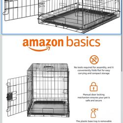 Amazon Basics Durable, Foldable Metal Wire Small Dog Crate with Tray, Single Door, 24 x 18 x 20 in, Black