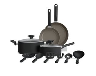 Black Nonstick Cookware Set with Utensils