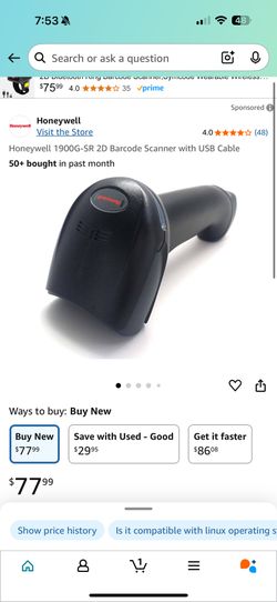 Honeywell 1900G-SR 2D Barcode Scanner with USB Cable
