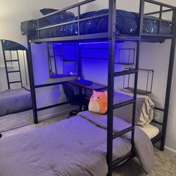 🚀 ULTIMATE GAMING SETUP: Loft Bed + Desk + LED Lights + Chair BUNDLE!