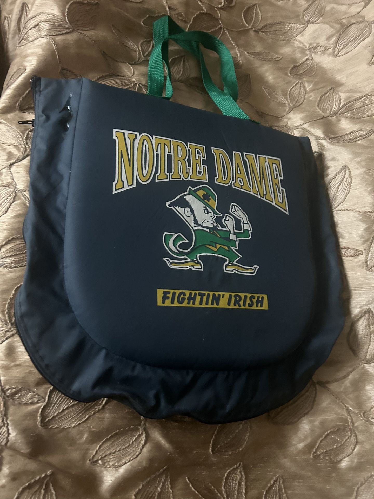 Vintage Notre Dame Bag/ Seat Pillow Carrying 12x 19 Bag