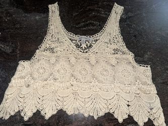 hippie boho white lace beach crop top