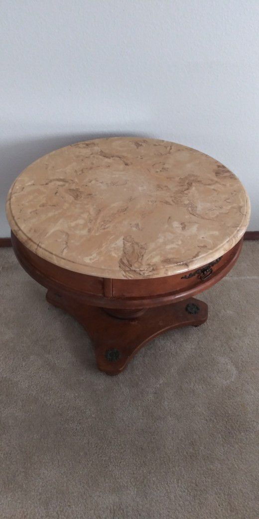 Antique Marble Top Side/Coffee Table 