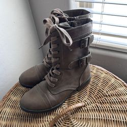 Brown Lace Up Military Boots